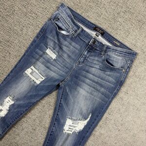 Judy Blue Jeans Womens 15/32‎ Skinny Fit Mid Rise Stretch Denim Distressed Holes